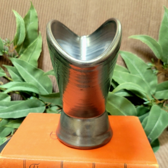 ✒️VTG Prinknash Pewter Redware Fan Vase Circa 1950s HARD TO FIND! - Picture 6 of 9